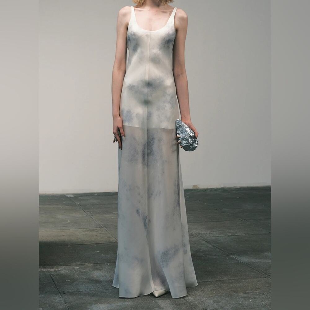 Grace Ling Silk Bias Slip Dress in Ash White L - Picture 15 of 15